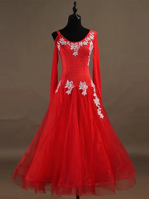 Women's Dancewear Latin Dance Dress Chinlon Organza Women's Performance Long Sleeve - Image 5