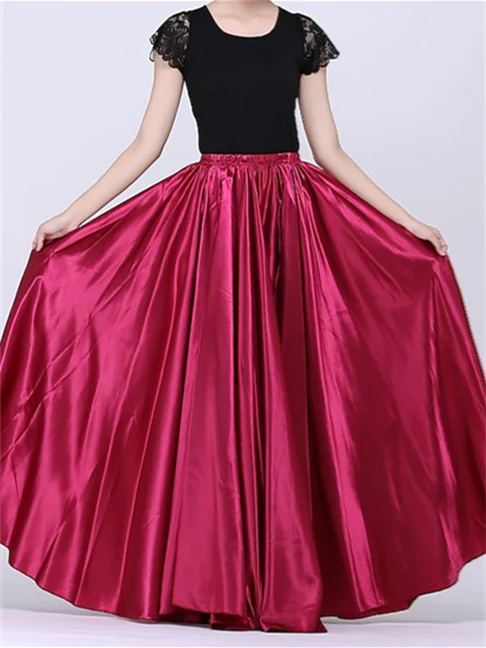 Women's Dancewear Latin Dance Skirts Gore Women's Performance Natural Matte Satin - Image 4