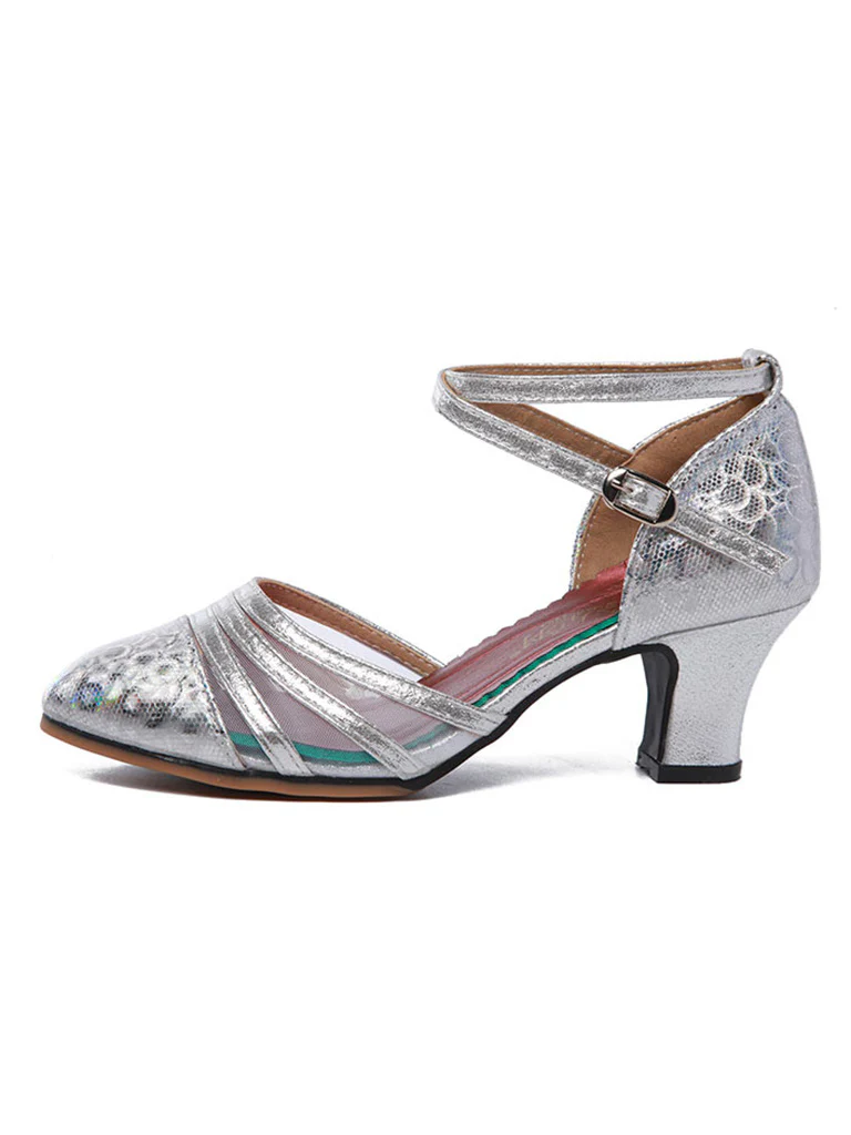 Women's Dancewear Shoes Buckle Low Heel Closed Toe Latin Dance Shoes