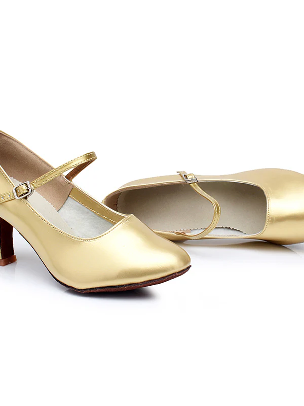 Women's Dancewear Shoes High Heel Round Toe PU Leather Ballroom Shoes - Image 4