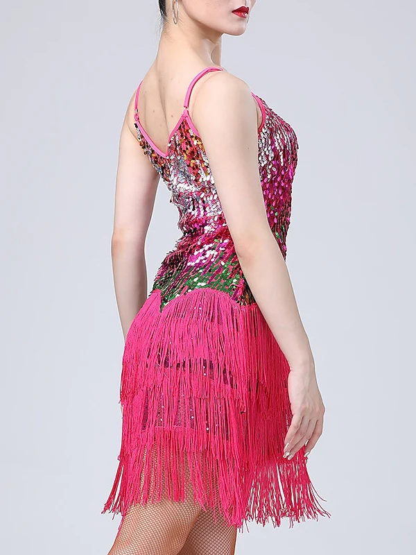 Women's Dancewera Latin Dance Dress Tassel Splicing Paillette Women's Performance Sleeveless - Image 8