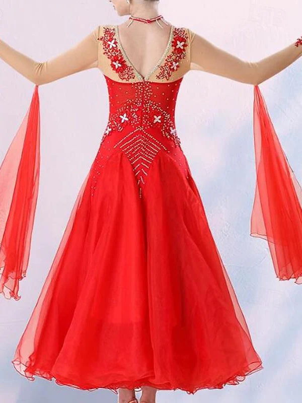 Women's Dancwear Ballroom Dance Dress Crystals/Rhinestones Women's Performance Long Sleeve - Image 3