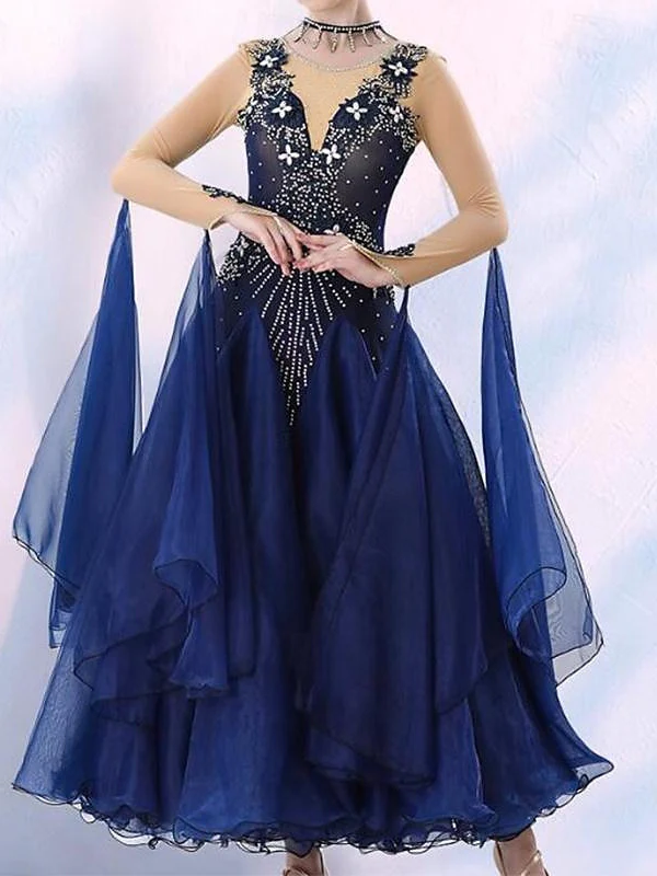 Women's Dancwear Ballroom Dance Dress Crystals/Rhinestones Women's Performance Long Sleeve - Image 4