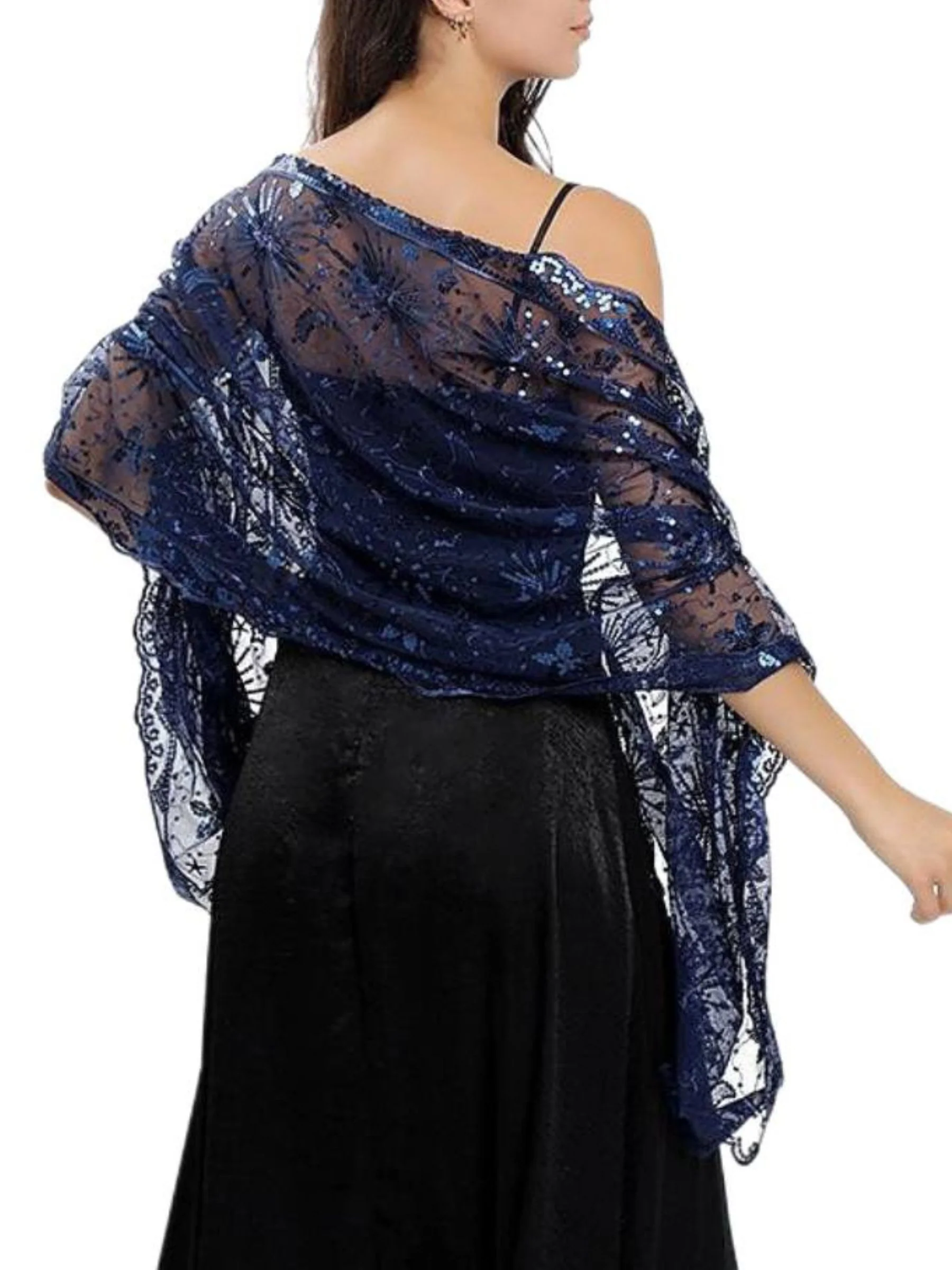 Women's Delicated Star Moon Embroidery Retro Shawl Wedding Wraps - Image 9