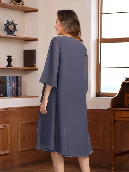 Women's Elegant Chiffon 3/4 Sleeves Asymmetrical Jackets with Ruffles - Image 2