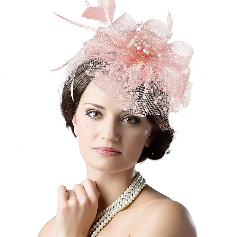 Women's Elegant Wedding Tea Party Feather Floral Cute Cocktail Headpiece/Veil Hat - Image 3