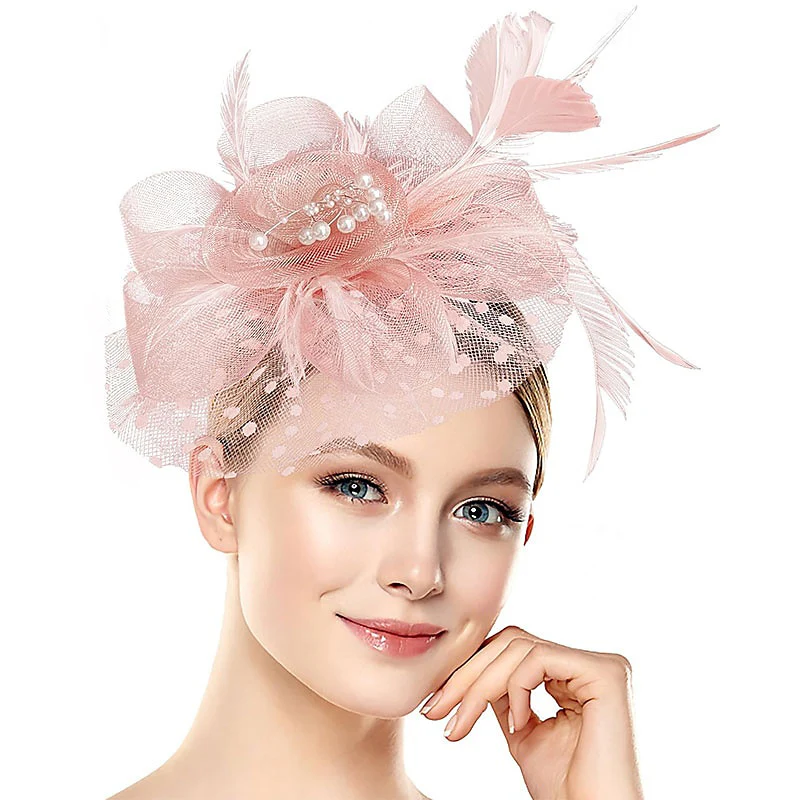 Women's Elegant Wedding Tea Party Feather Floral Cute Cocktail Headpiece/Veil Hat - Image 4
