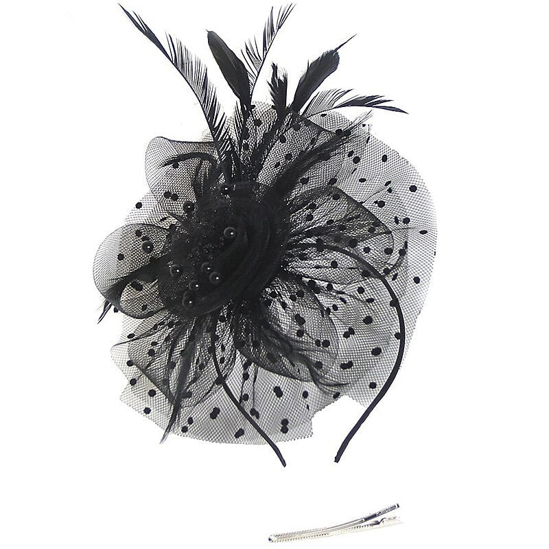 Women's Elegant Wedding Tea Party Feather Floral Cute Cocktail Headpiece/Veil Hat - Image 8
