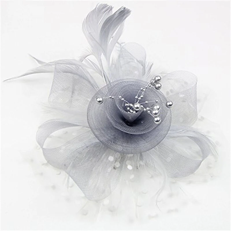 Women's Elegant Wedding Tea Party Feather Floral Cute Cocktail Headpiece/Veil Hat - Image 9