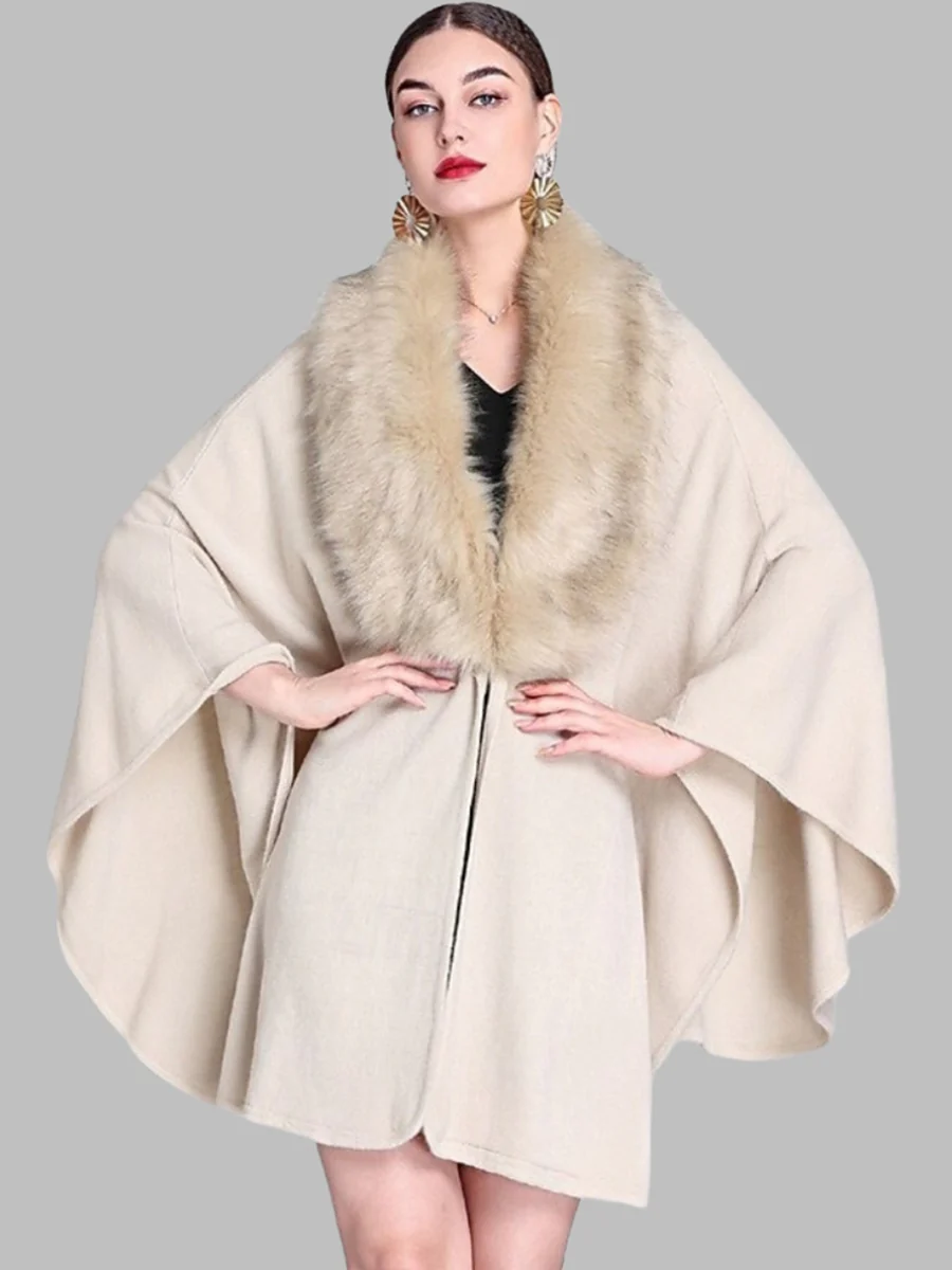 Women's Faux Solid Colored Winter Wedding Party Cape Warm Wrap/Shawls - Image 5