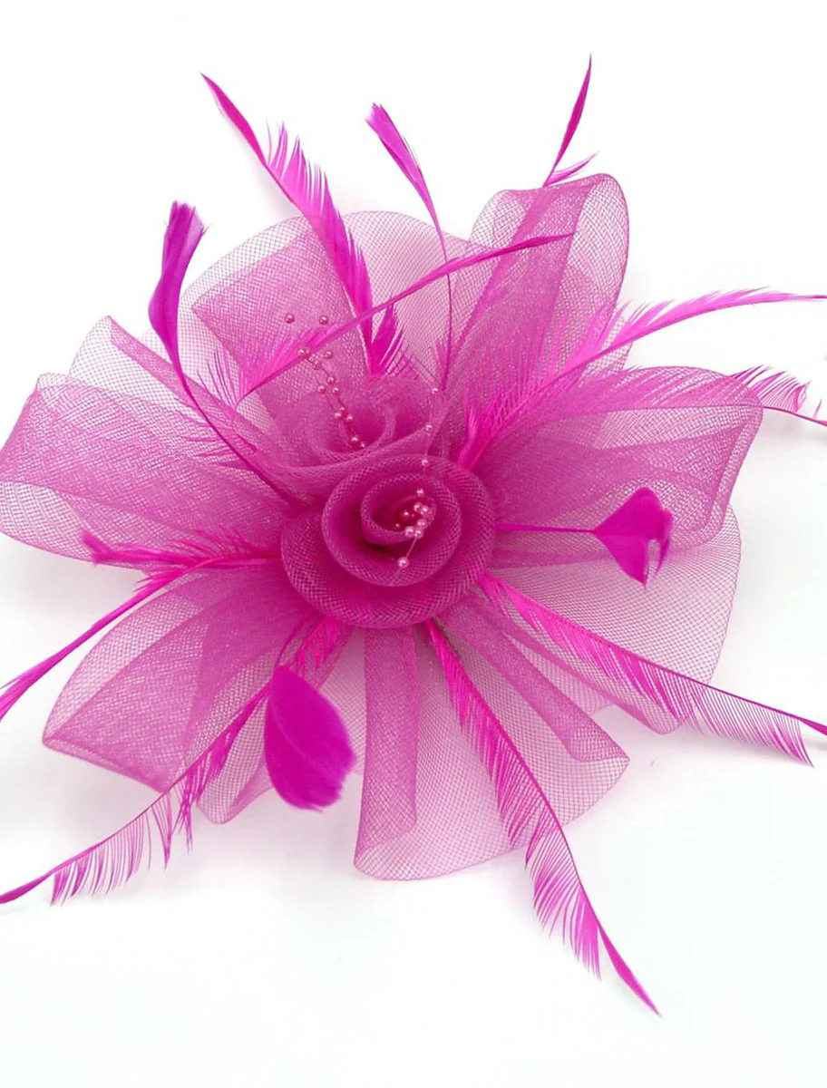 Women's Fedora Hat Veil Wedding Party Flower Feather Vintage Fascinator/Headband - Image 11