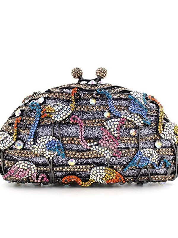 Women's Flamingo Metal Evening Party Clutch Bag with Fully Rhinestones - Image 4