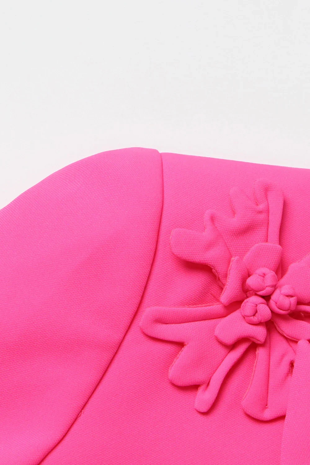 Women's Fuchsia Double Breated Peak Lapel Blazer with Flowers - Image 6