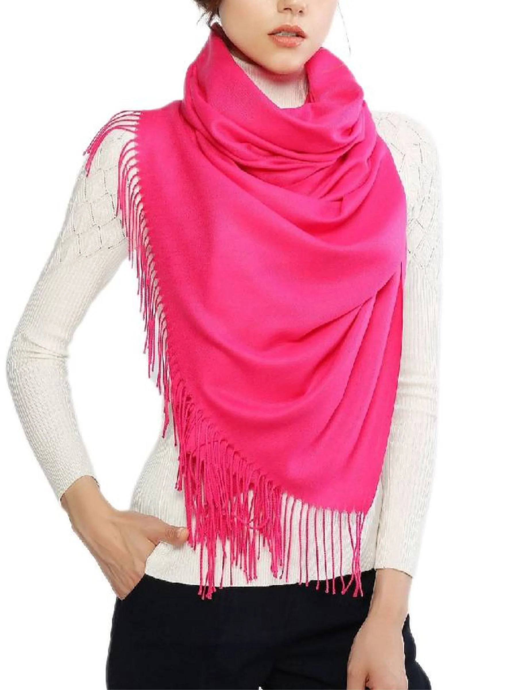 Women's Imitation Cashmere Pure Color Soft Winter Warm Wraps - Image 10