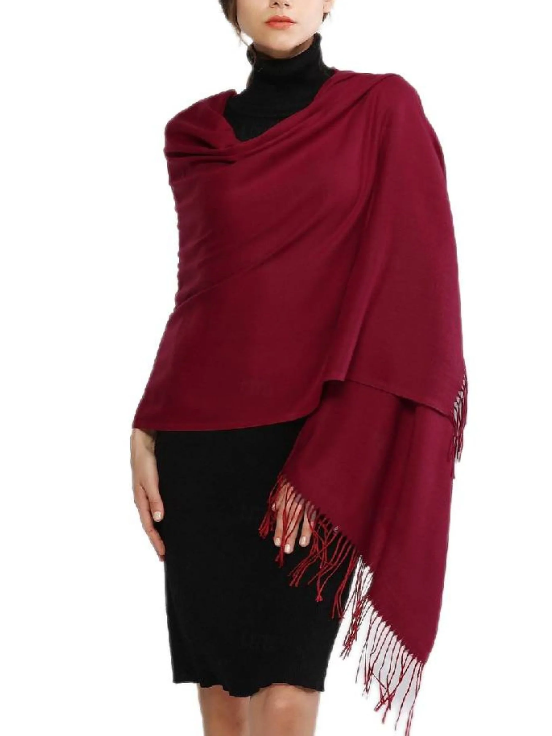 Women's Imitation Cashmere Pure Color Soft Winter Warm Wraps - Image 11