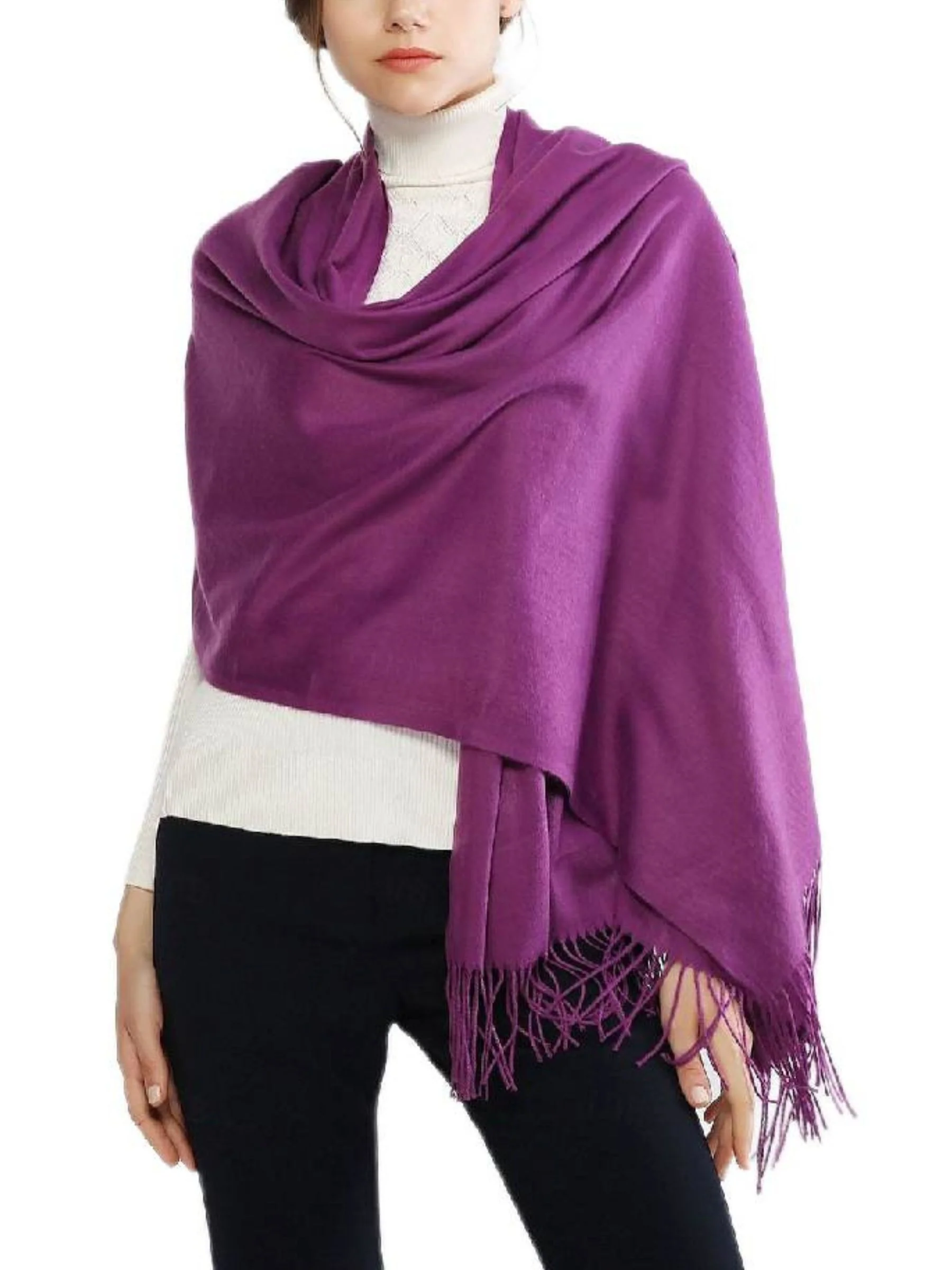 Women's Imitation Cashmere Pure Color Soft Winter Warm Wraps - Image 12