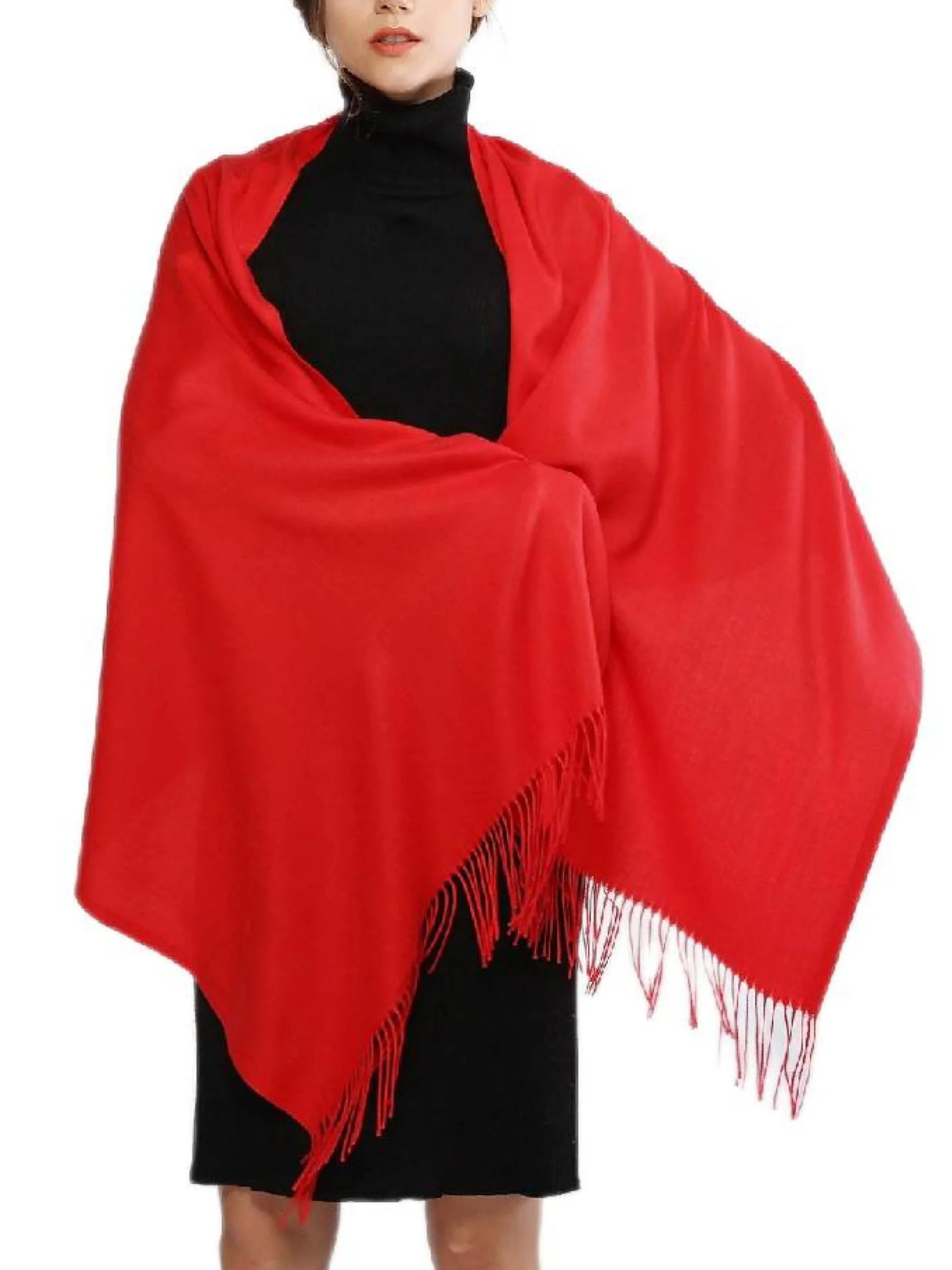 Women's Imitation Cashmere Pure Color Soft Winter Warm Wraps - Image 13