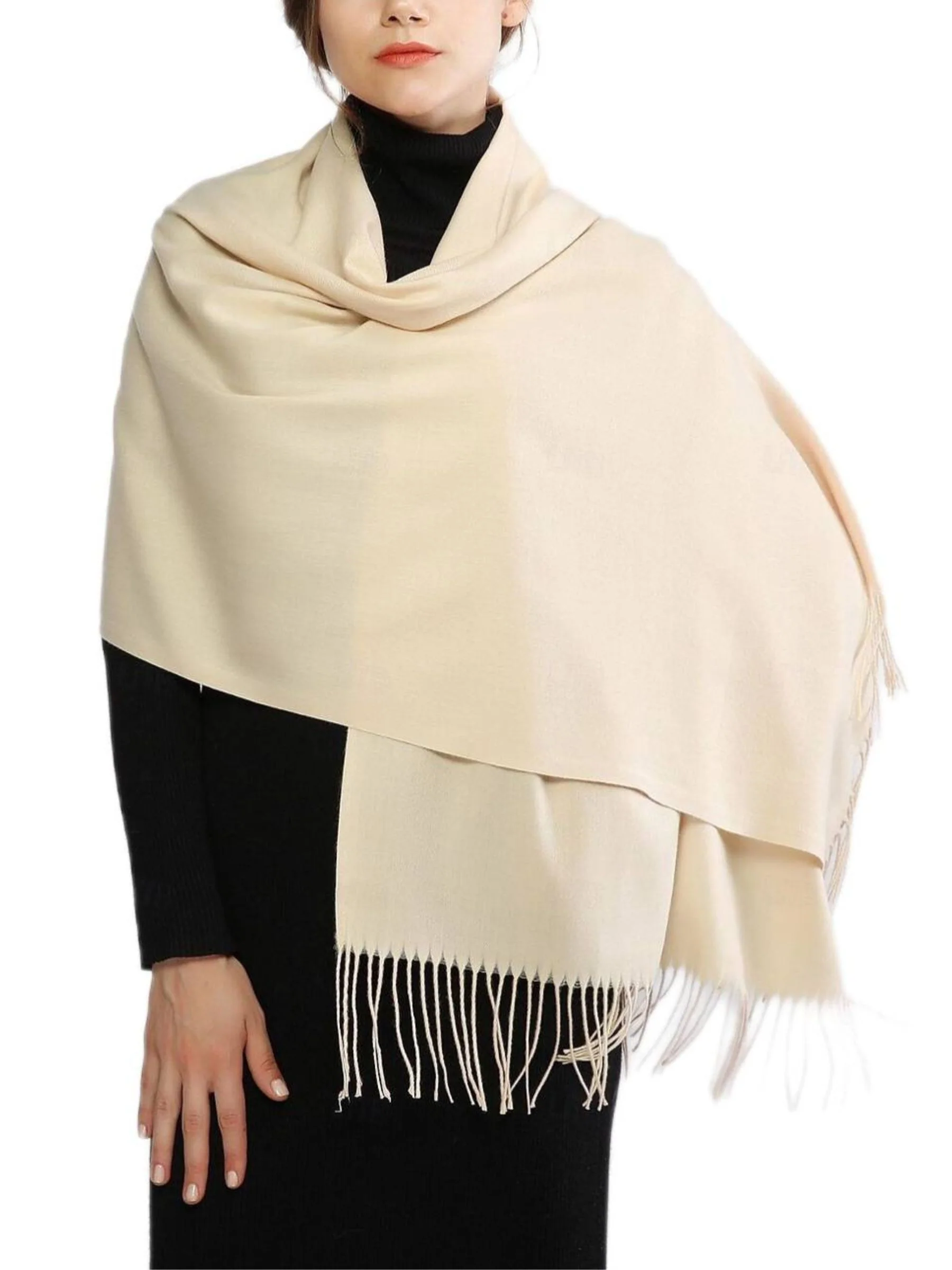Women's Imitation Cashmere Pure Color Soft Winter Warm Wraps - Image 14