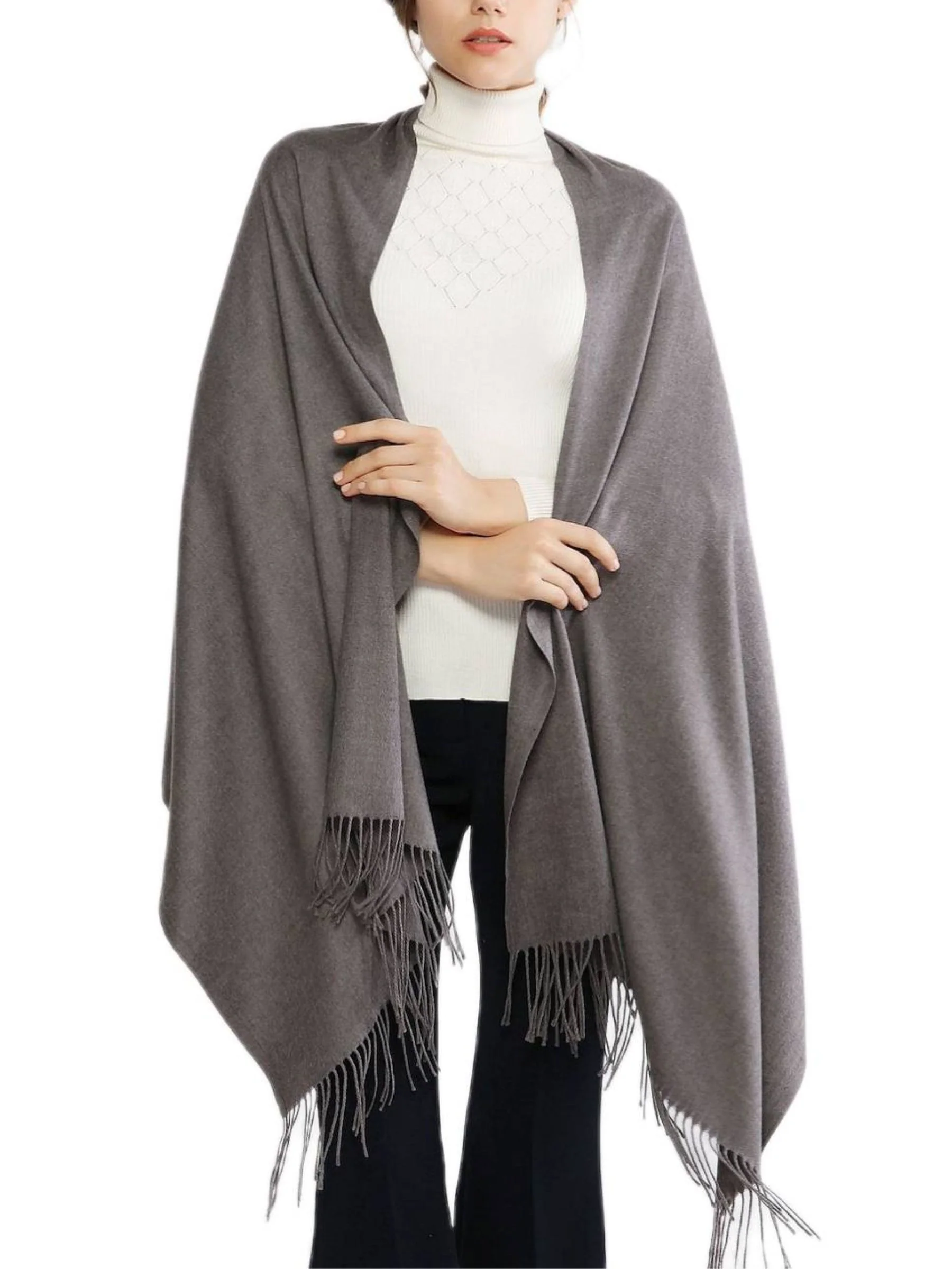 Women's Imitation Cashmere Pure Color Soft Winter Warm Wraps - Image 15