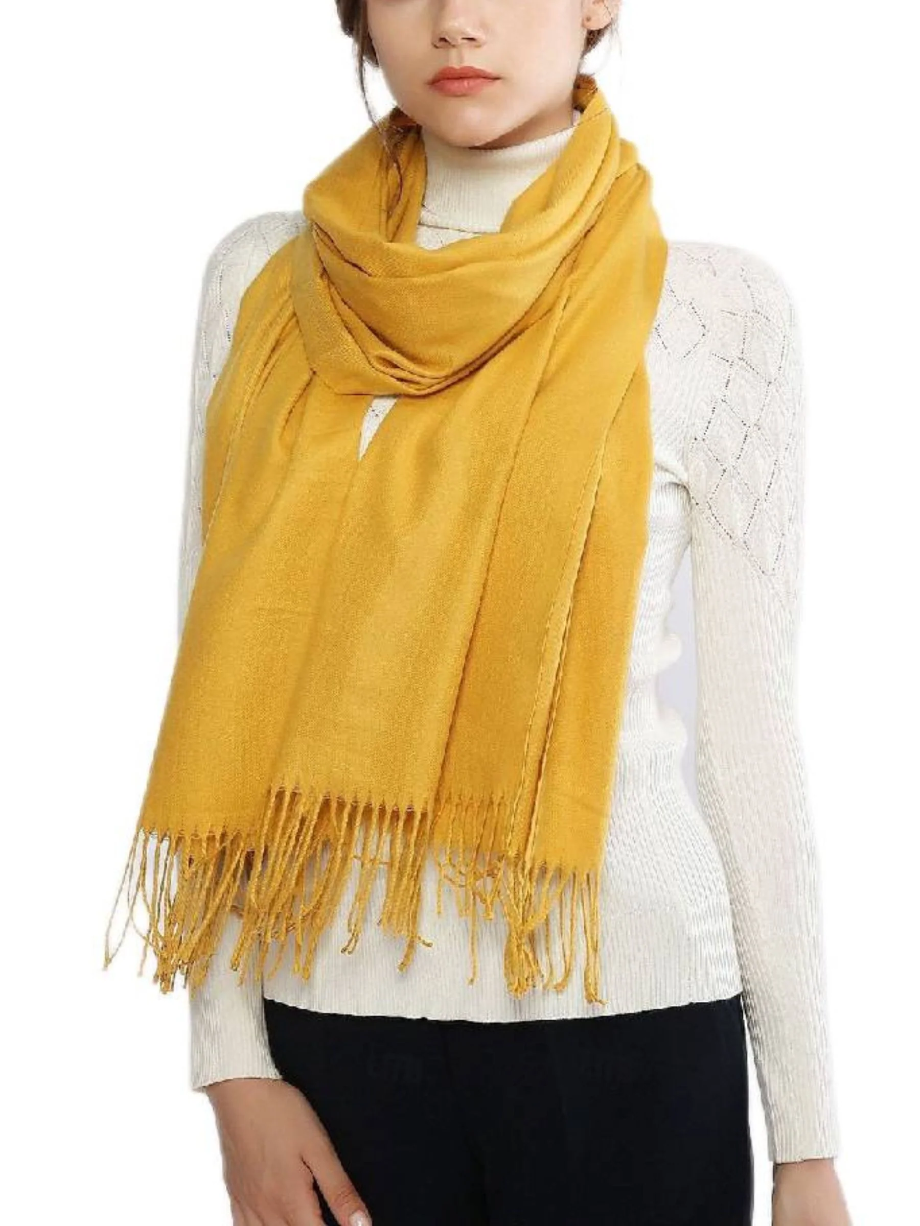 Women's Imitation Cashmere Pure Color Soft Winter Warm Wraps - Image 19
