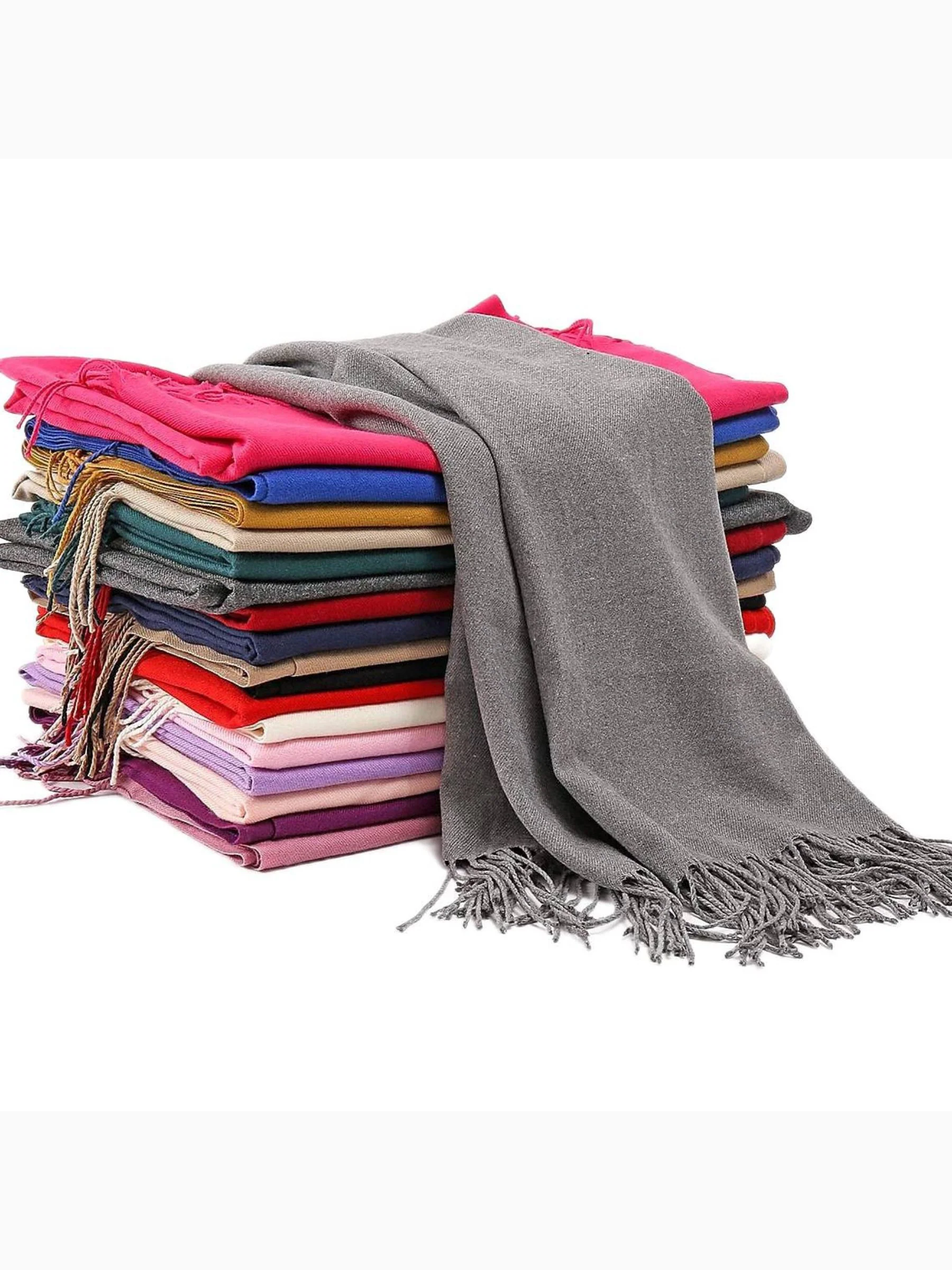 Women's Imitation Cashmere Pure Color Soft Winter Warm Wraps - Image 2