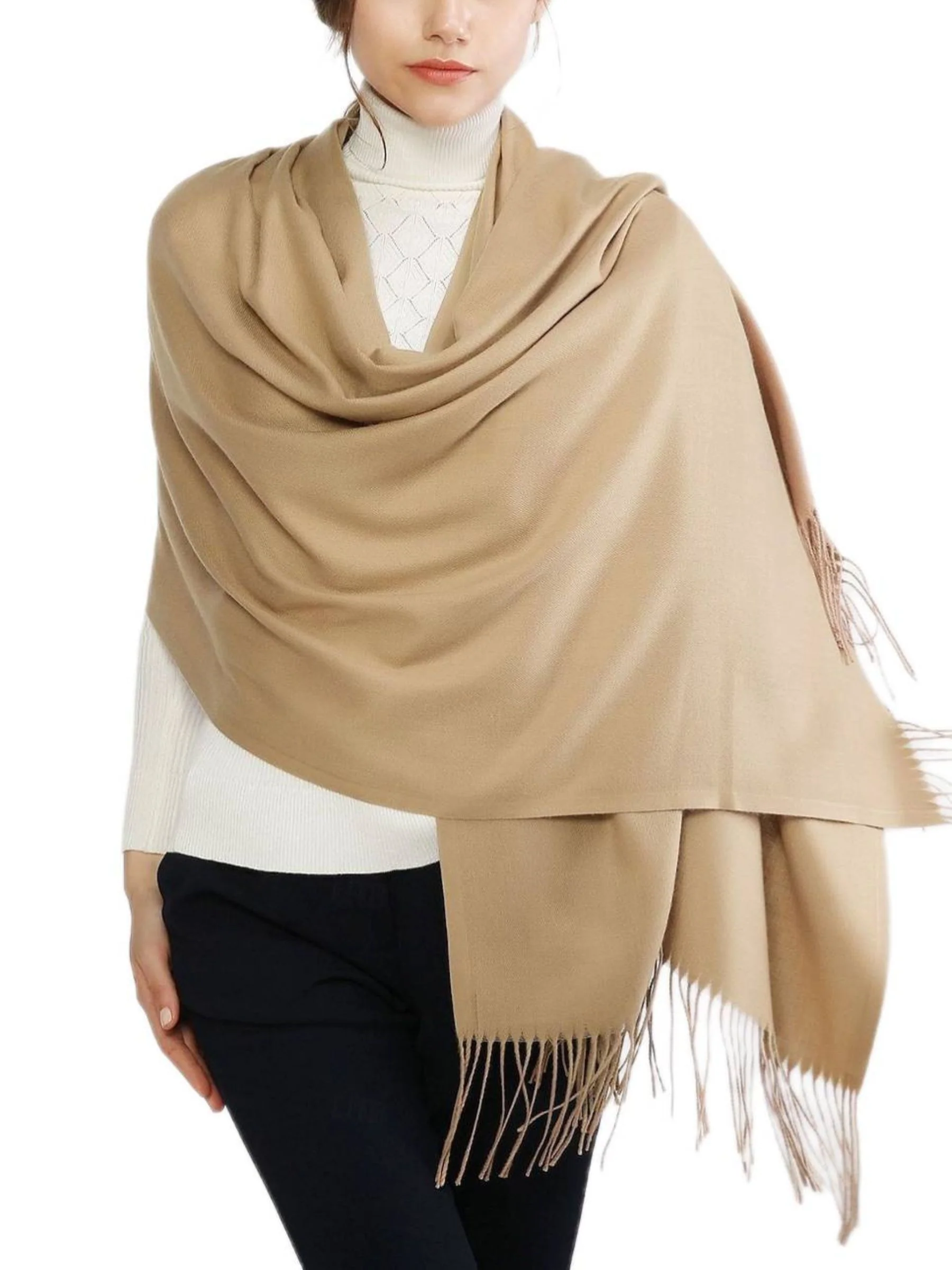 Women's Imitation Cashmere Pure Color Soft Winter Warm Wraps - Image 20