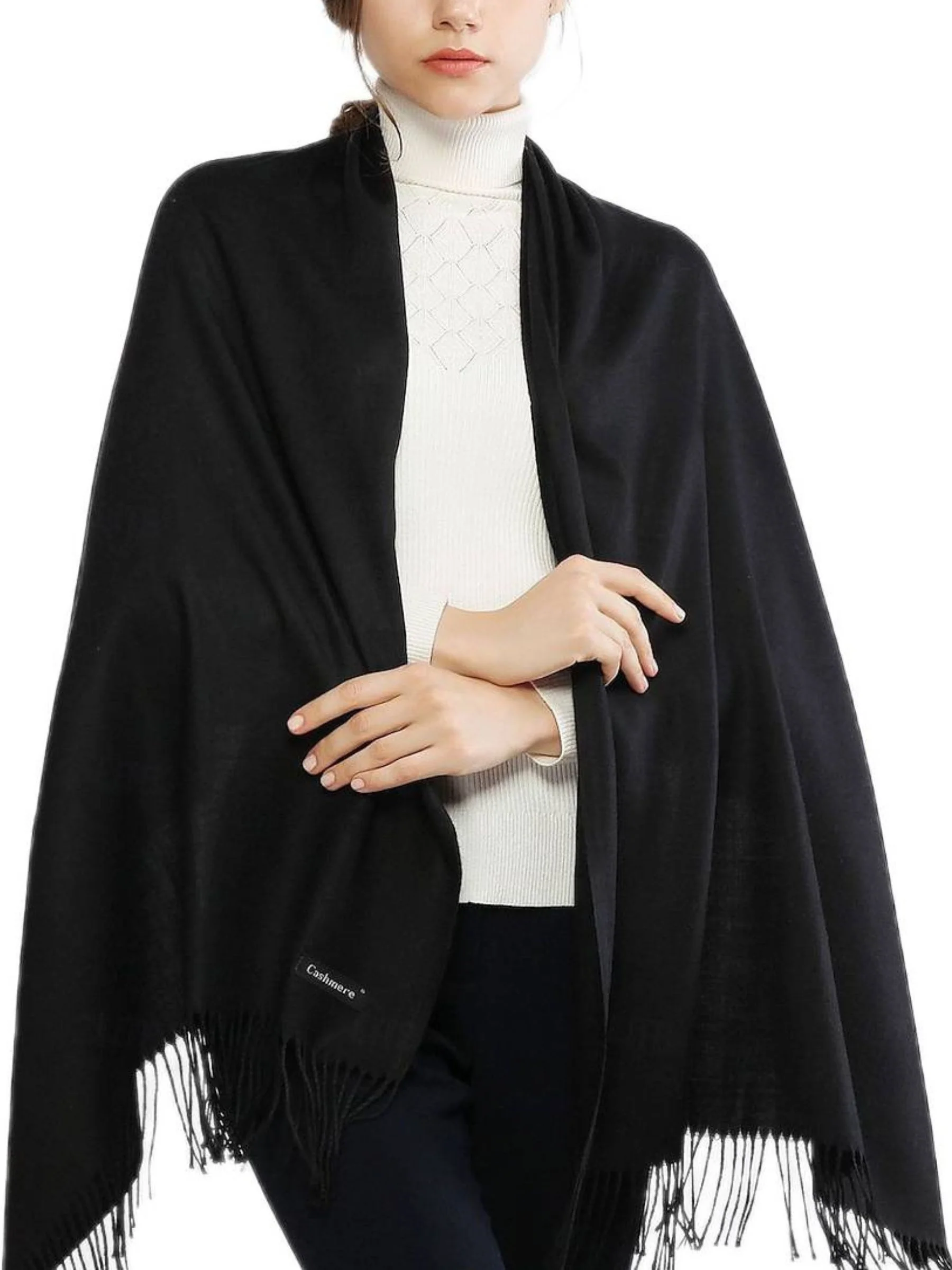 Women's Imitation Cashmere Pure Color Soft Winter Warm Wraps - Image 3