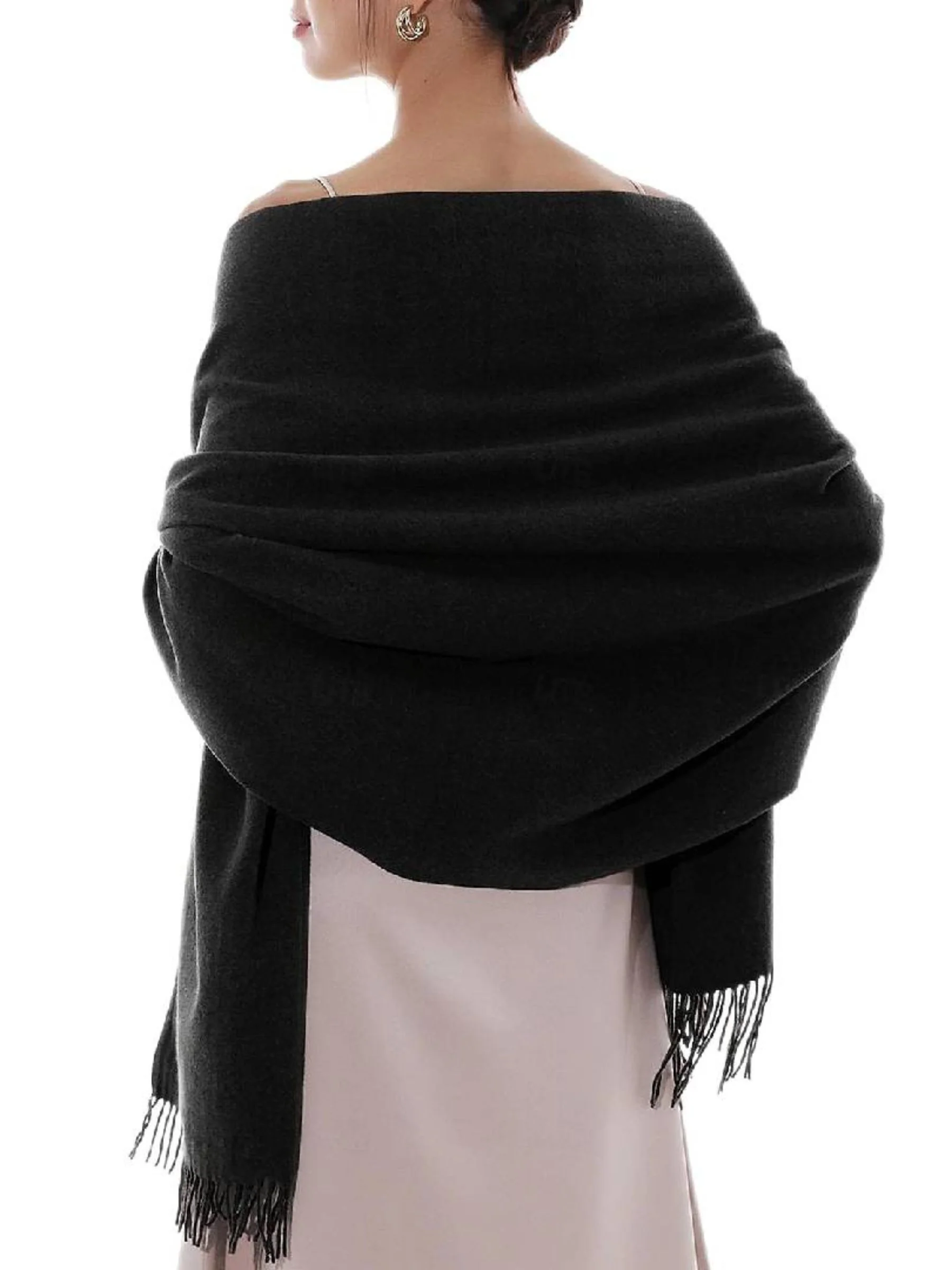 Women's Imitation Cashmere Pure Color Soft Winter Warm Wraps - Image 5
