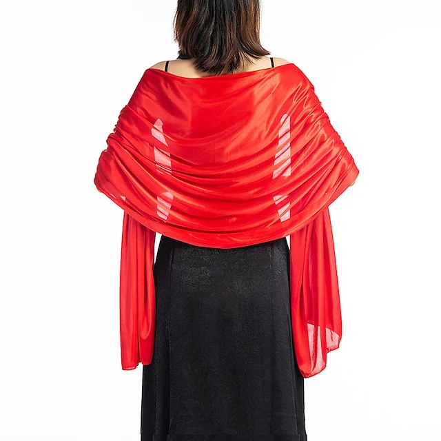 Women's Imitation Silk Sheer Scarf Cape Solid Color Long Shawl Wrap - Image 8
