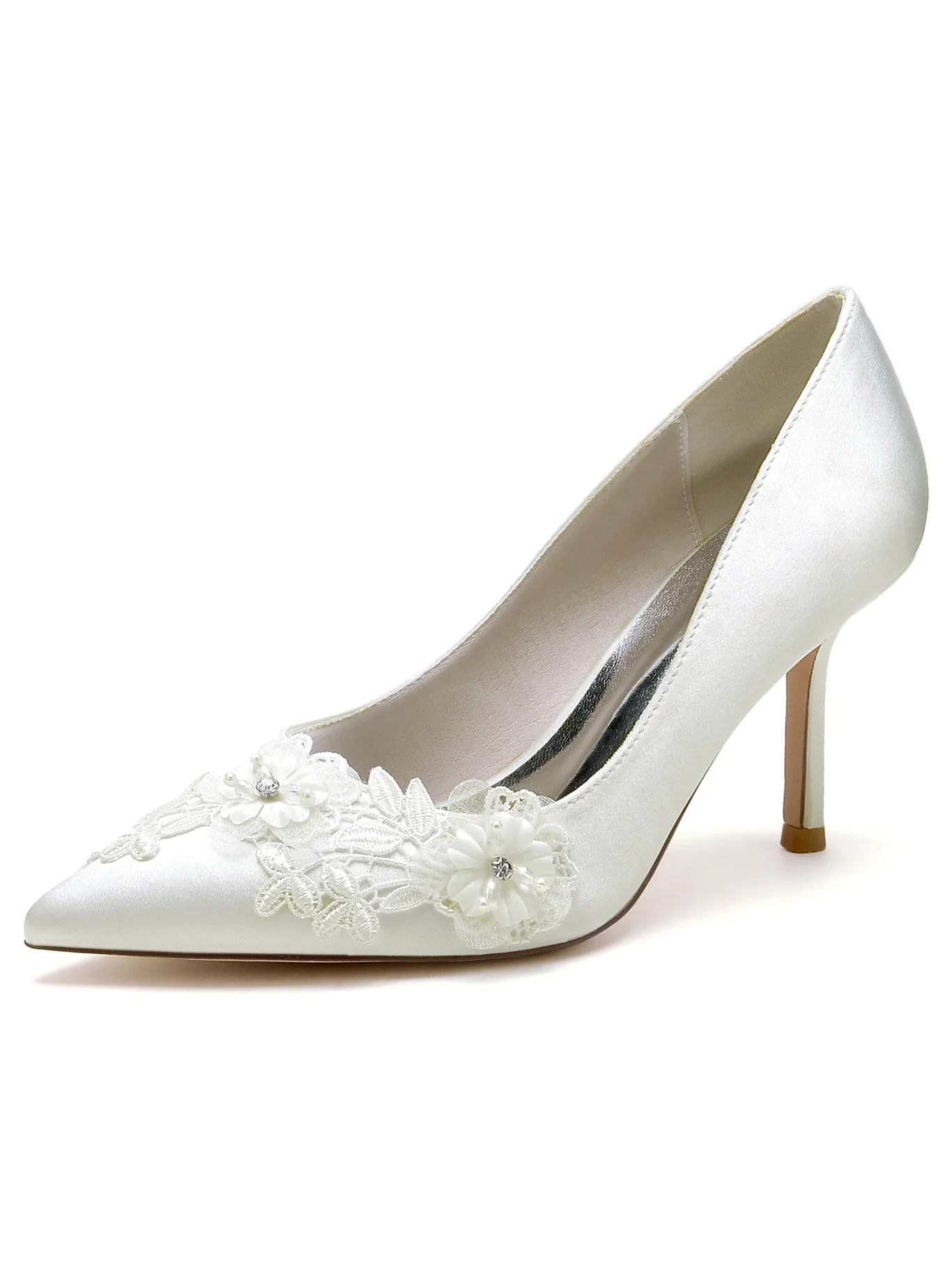 Women's Lace Stiletto Heel Pointed Toe Bridal Shoes - Image 3
