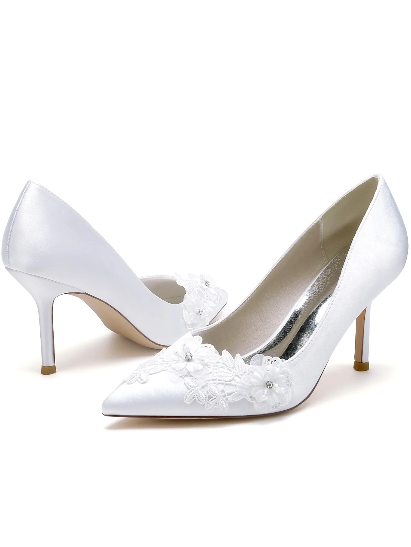 Women's Lace Stiletto Heel Pointed Toe Bridal Shoes - Image 5