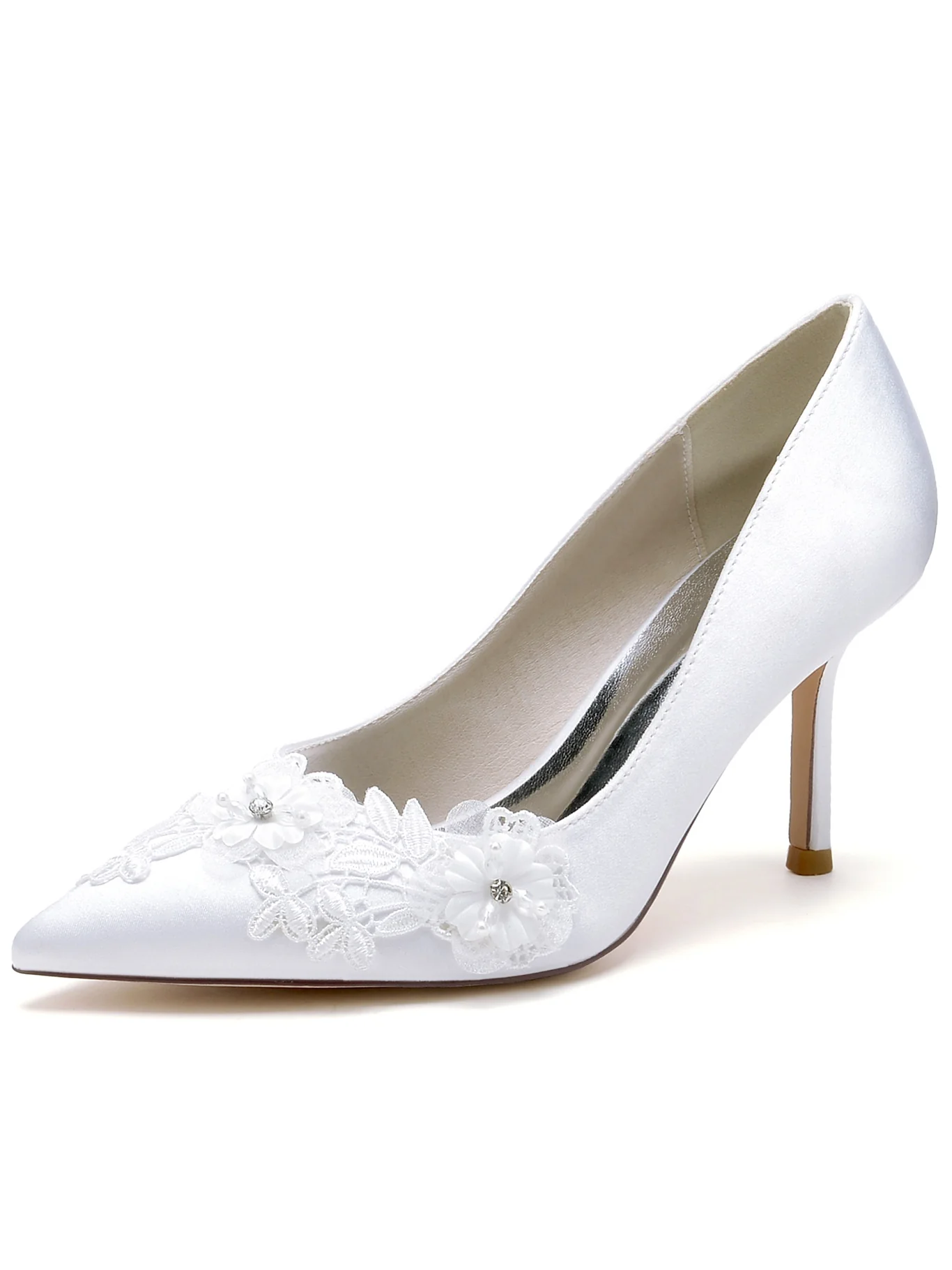 Women's Lace Stiletto Heel Pointed Toe Bridal Shoes - Image 6