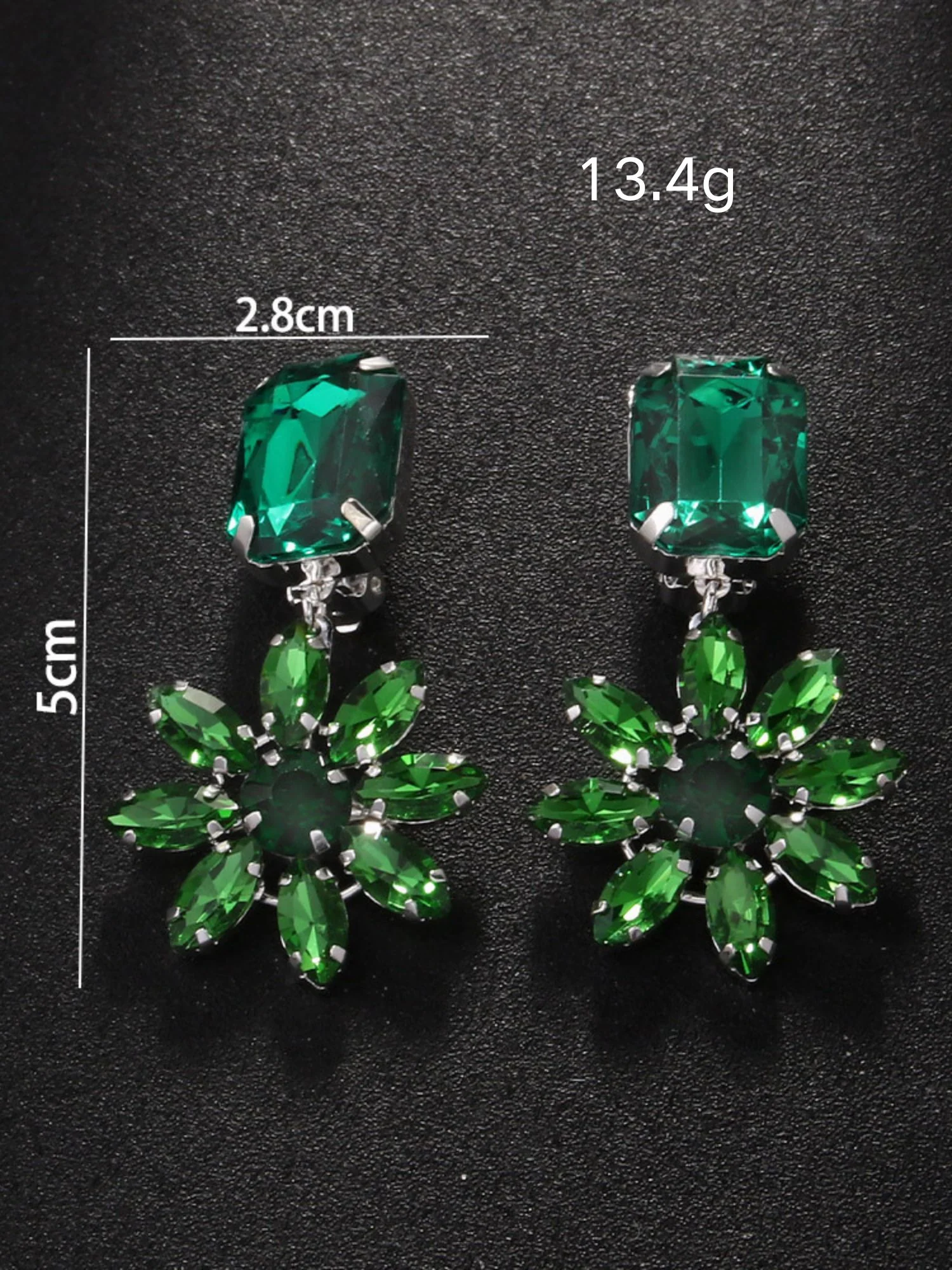 Women's Luxury High-end Emerald Crystal Flower Delicate Earrings - Image 4