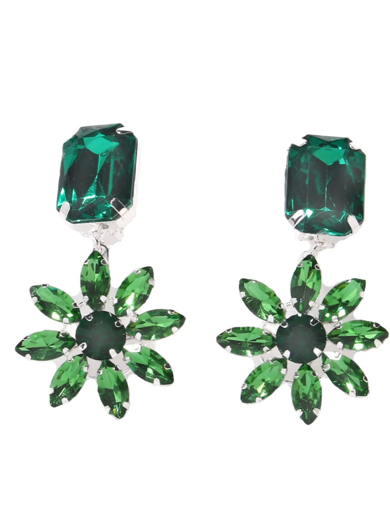 Women's Luxury High-end Emerald Crystal Flower Delicate Earrings - Image 5