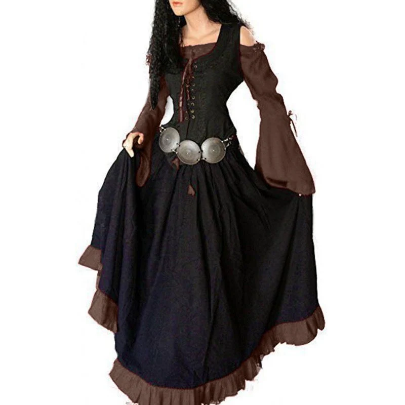 Women's Medieval Renaissance Cocktail Cosplay Celtic Halloween Carnival Masquerade Party Dress - Image 2