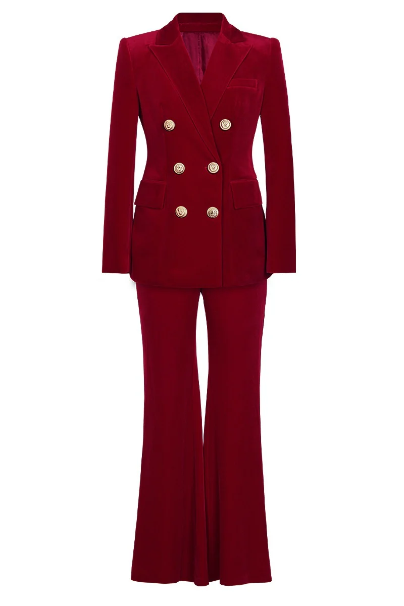 Women's Navy Double Breasted Fitted 2 Piece Suit - Image 3
