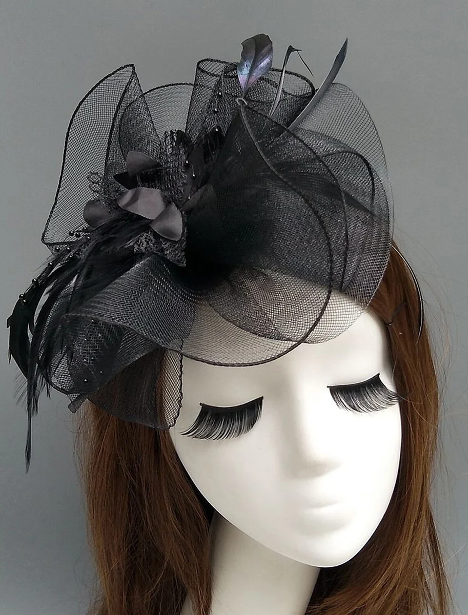 Women's Net Ladies Day Horse Race Flower Wedding Headpiece/Headwear With Feather - Image 5
