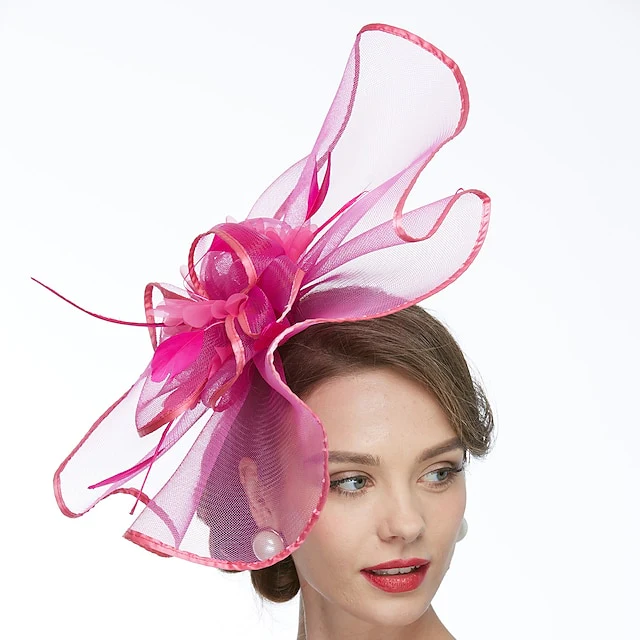 Women's Net Tea Party Special Occasion Wedding With Flowers Headpiece - Image 10