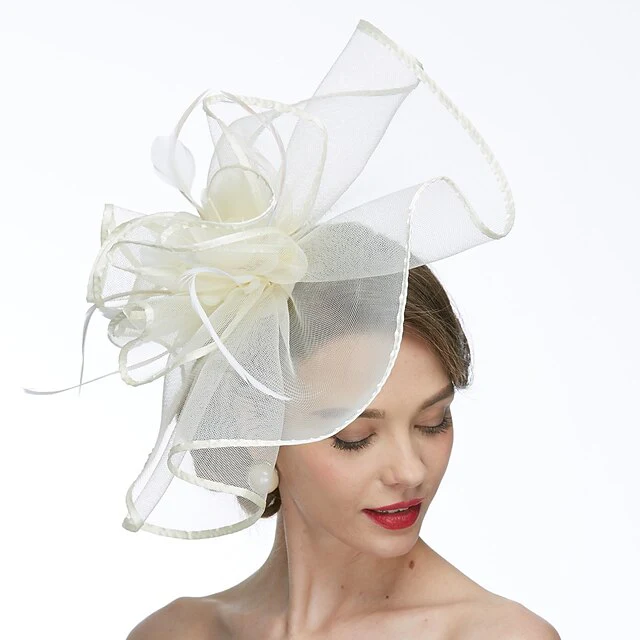 Women's Net Tea Party Special Occasion Wedding With Flowers Headpiece - Image 2
