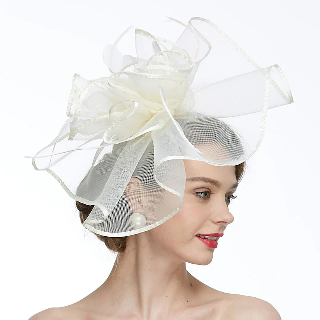 Women's Net Tea Party Special Occasion Wedding With Flowers Headpiece - Image 4