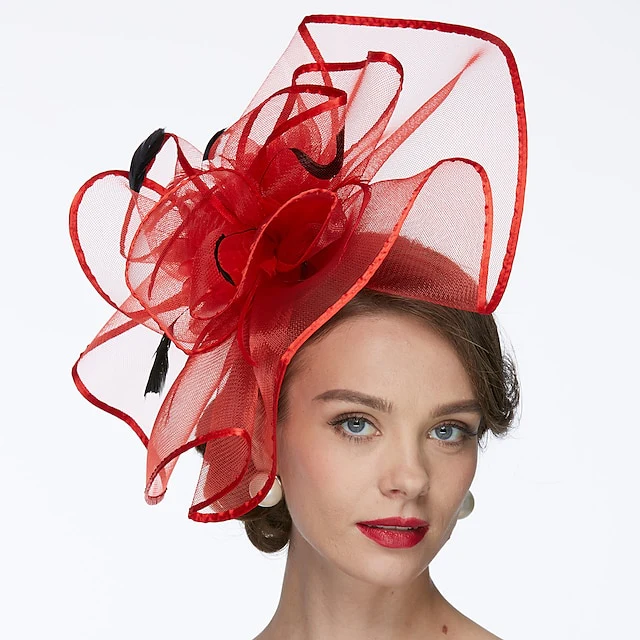 Women's Net Tea Party Special Occasion Wedding With Flowers Headpiece - Image 7