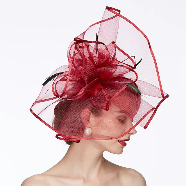 Women's Net Tea Party Special Occasion Wedding With Flowers Headpiece - Image 8