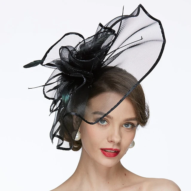 Women's Net Tea Party Special Occasion Wedding With Flowers Headpiece - Image 9