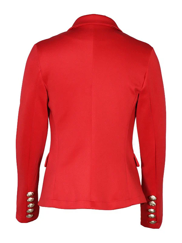 Women's Peaked Lapel Double-breasted Six-button Blazer with Pockets - Image 4