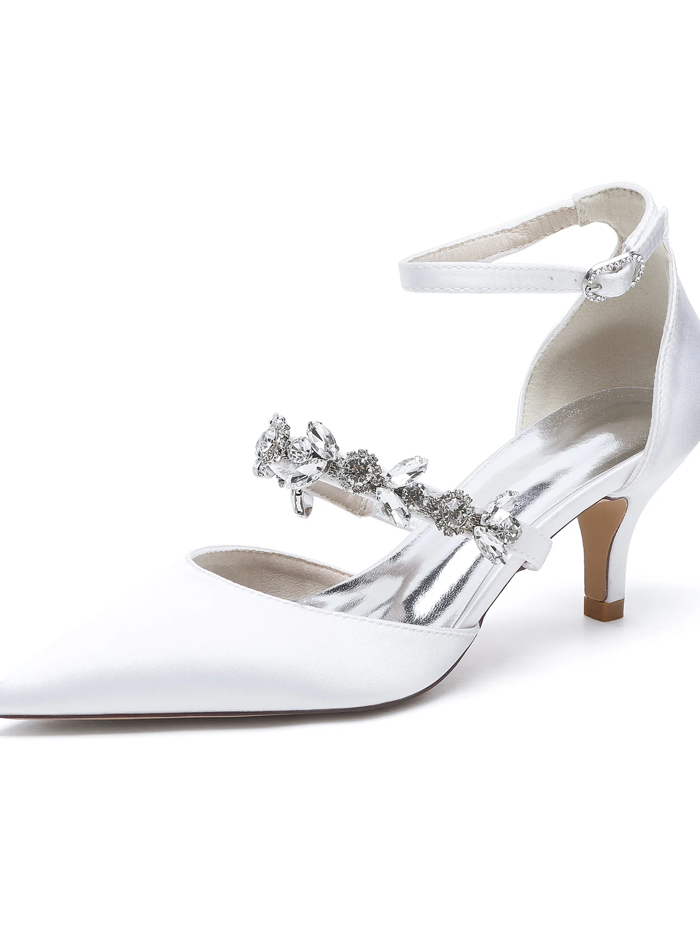 Women's Rhinestone Flat Heel Pointed Toe Bridesmaid Shoes