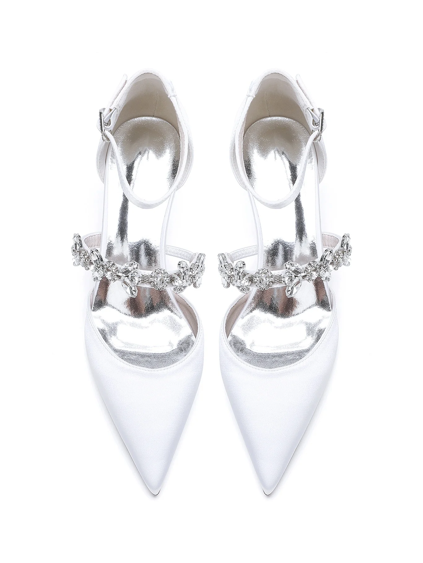 Women's Rhinestone Flat Heel Pointed Toe Bridesmaid Shoes - Image 18
