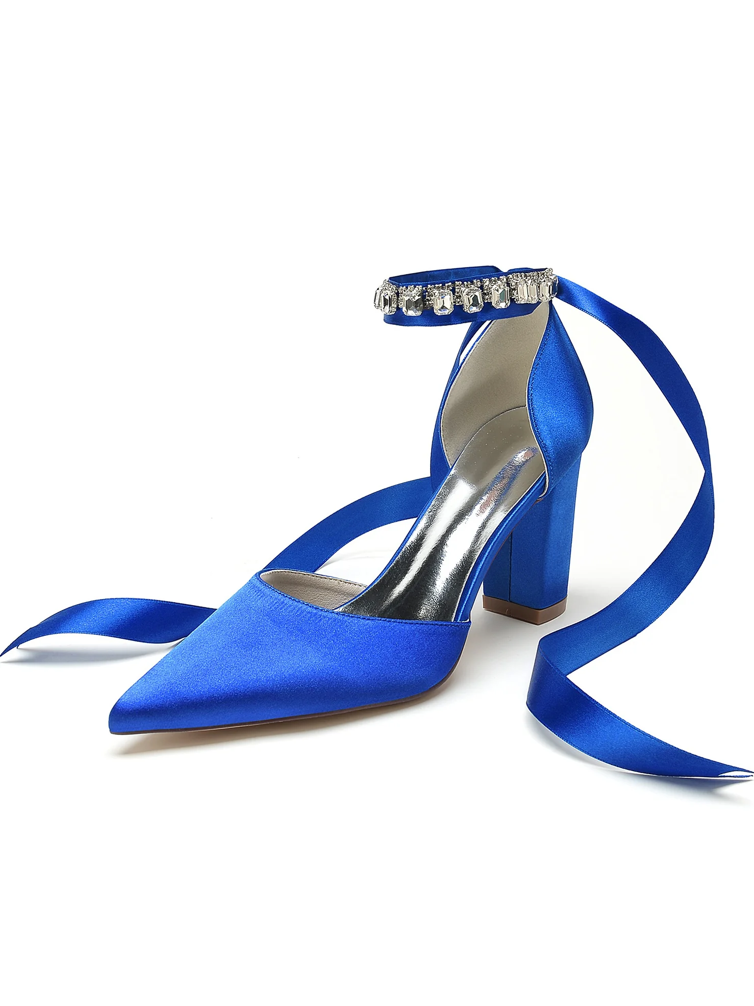Women's Rhinestone High Heel Pointed Toe Bridesmaid Shoes - Image 9