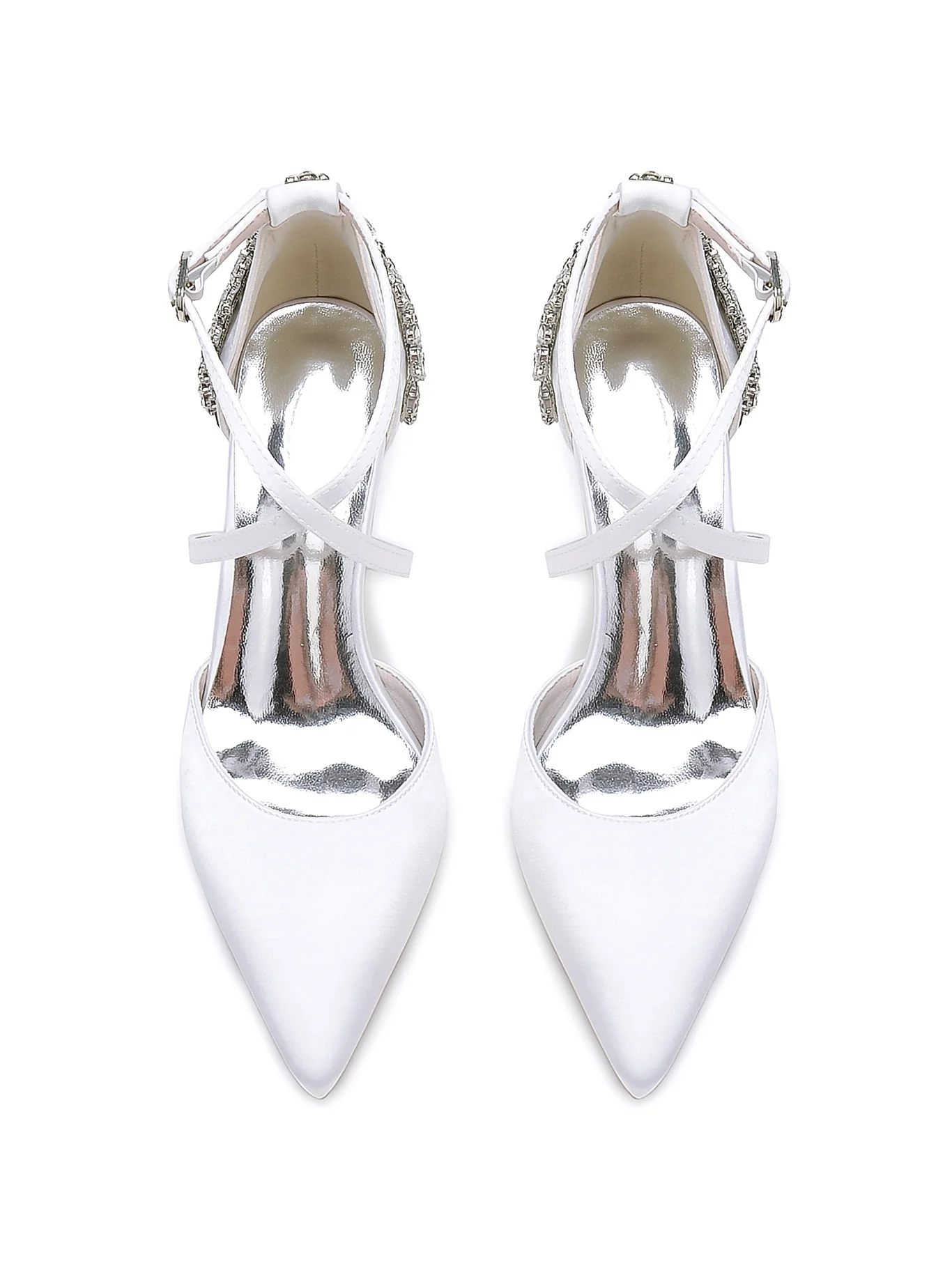 Women's Rhinestone High Heel Pointed Toe Bridesmaid Shoes - Image 13