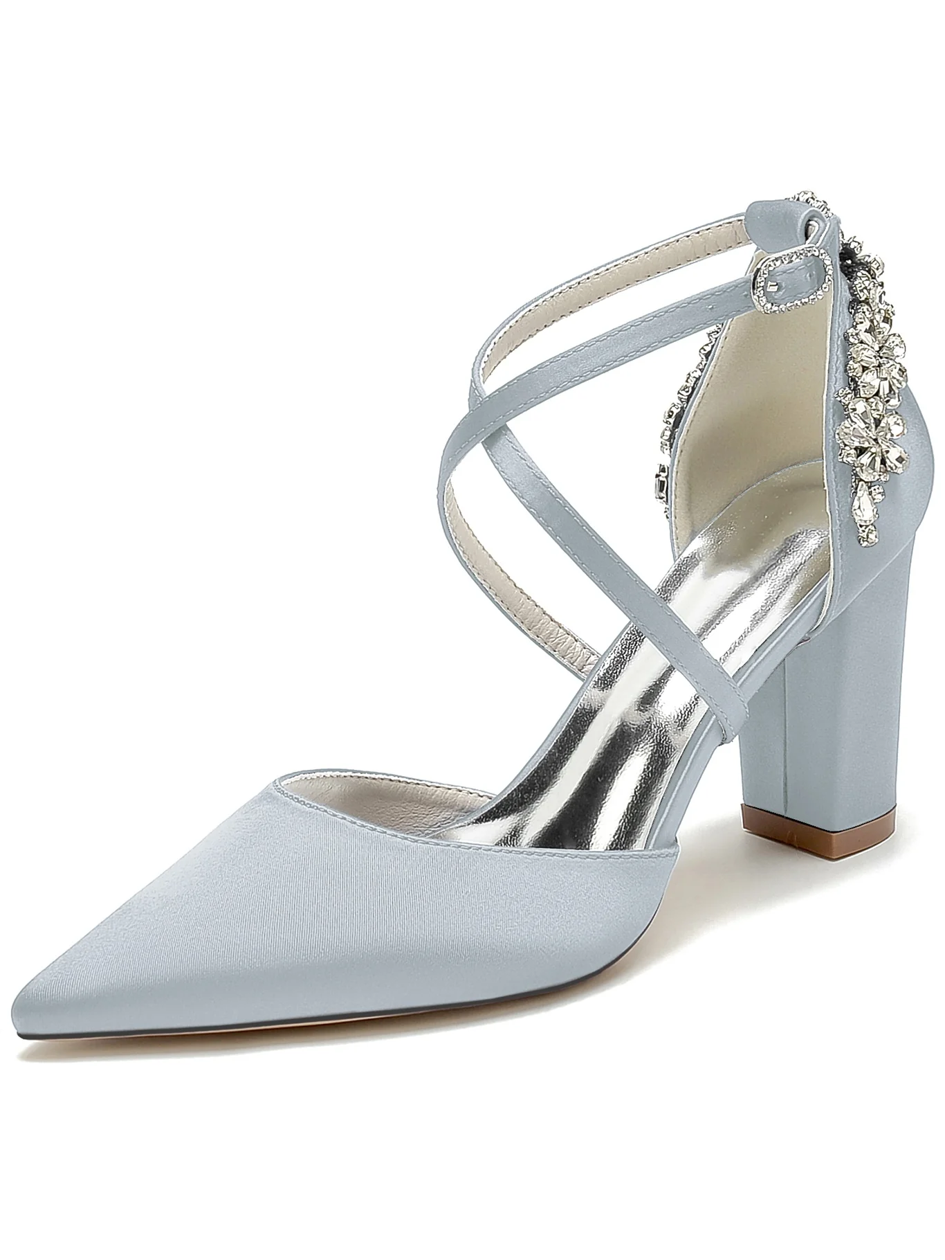 Women's Rhinestone High Heel Pointed Toe Bridesmaid Shoes - Image 14