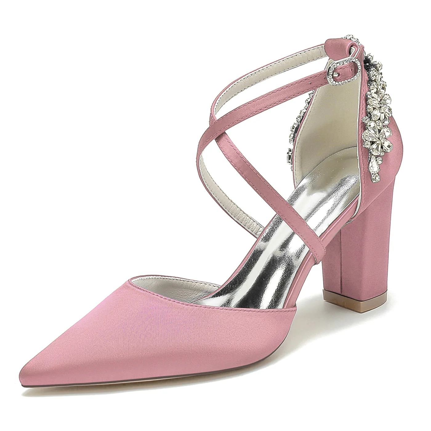 Women's Rhinestone High Heel Pointed Toe Bridesmaid Shoes - Image 15